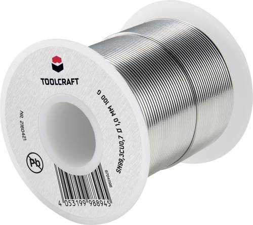 TOOLCRAFT Lötzinn, bleifrei Spule Sn99,3Cu0,7 ROL1 100g 1mm von TOOLCRAFT