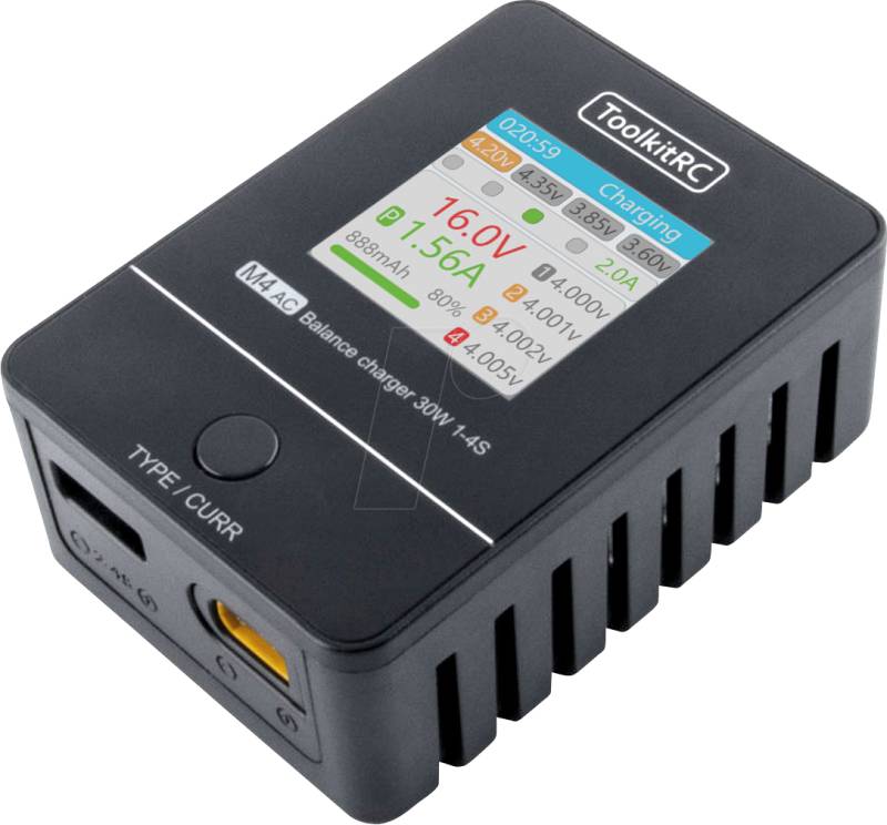 TKRC M4AC - Ladegerät für Akkupacks M4AC, für 1-4s, max. 2,5 A, 30 W, LiPo von TOOLKITRC