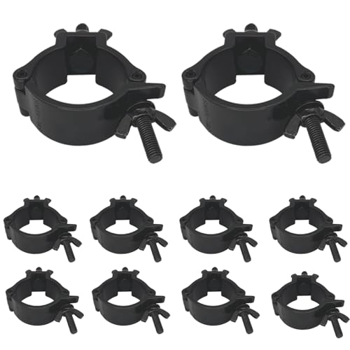 Traversen Klammern 10er Set, Schwarz Aluminium Traverse Haken für Bühnenbeleuchtung, 48-52mm Rohrgröße, Einrast-Mechanismus für LED-Panels und Moving Heads Traversen Klammern 10er Set, Schwarz Aluminium Traverse Haken für Bühnenbeleuchtung, 48-52mm Rohrgröße, Einrast-Mechanismus für LED-Panels und Moving Heads von TOOSOAR