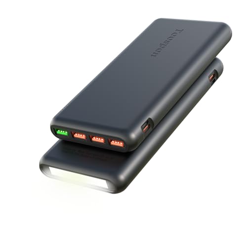 TOOSPON 26800 mAh Powerbank 22,5 W mit LED-Taschenlampe, QC 3.0 PD 20 W USB C Powerbank, Externe Handy-Akkus, Schnellladung, kompatibel mit Handy, Samsung, iPhone usw. Schwarz von TOOSPON
