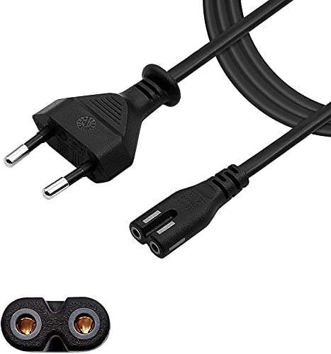 TOP CHARGEUR * Netzkabel, Kabel 1,5 m, 150 cm, Bipolar Figur 8 C7, Schwarz für Apple TV, Samsung, Soundbar, Drucker, Marshall-Lautsprecher von TOP CHARGEUR