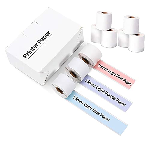 Selbstklebendes Thermopapier, 3,5 m x 15 mm, wasserfest, bedruckbar, lila/hellblau/hellrosa, passend für Phomemo M02S/M02 Pro Drucker (9 Rollen, 3 Rollen pro Farbe) von TOP-MAX