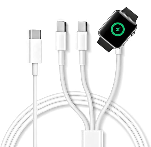 3-in-1-Ladekabel, USB C, iWatch und iPhone, Ladekabel, kompatibel mit Apple Watch Serie 9, 8, 7, 6, 5, 4, 3, 2, 1, SE1, SE2, iPhone 14/13/12/11/Pro/Max/XS/X/Airpods/iPad, 1,2 m/1,3 m von TOP-UP