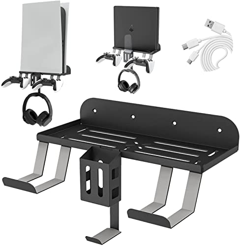 TOPAD PS5 Wandhalterung für Playstation 5 Konsole, 5in1 SpielOrganizer Ständer mit Zubehör, inklusive 2-Wege-Ladekabel, Controller-Hängehalter, Fernbedienungsregal, Headset-Aufhänger in Schwarz TOPAD PS5 Wandhalterung für Playstation 5 Konsole, 5in1 SpielOrganizer Ständer mit Zubehör, inklusive 2-Wege-Ladekabel, Controller-Hängehalter, Fernbedienungsregal, Headset-Aufhänger in Schwarz von TOPAD