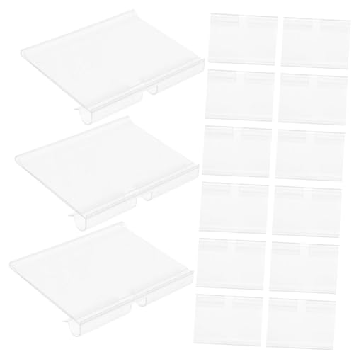 TOPBATHY 100 Stück Preisschild Anzeige steht Etiketten Stand Weiß Einzelhandel Warenzeichenhalter Preisklammer klare Halter Schildhalter Einzelhändler PVC Transparent von TOPBATHY
