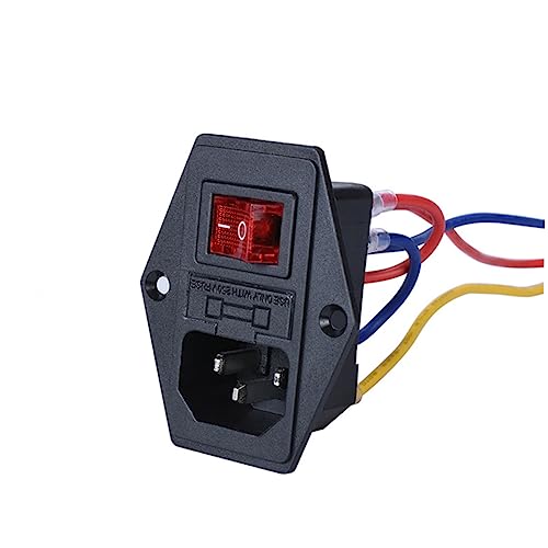 TOPBATHY 15A Netzschalter Steckdose Mit Wippschaltermodul Für Schwarz Mit Sicherung Einsetzbar Für Sichere Stromversorgung Zuverlässige Nutzung von TOPBATHY