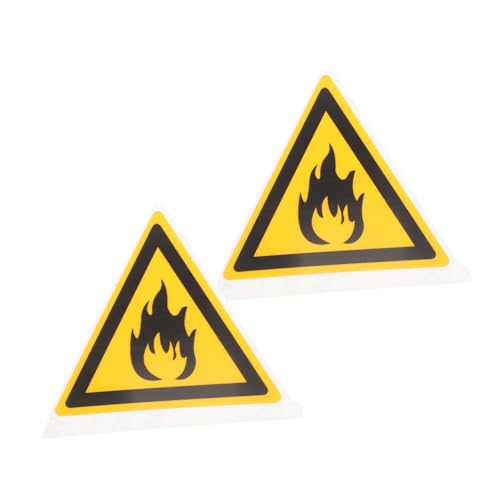 TOPBATHY 2 Stück Feuerfestes Schildermaterial Etikett „Feuerwehrmann Gefahr Flamme Gelb Erstes Vinyl Schrankaufkleber Rückseite Beständig Feuerhinweisschilder Feuerwarnschild von TOPBATHY