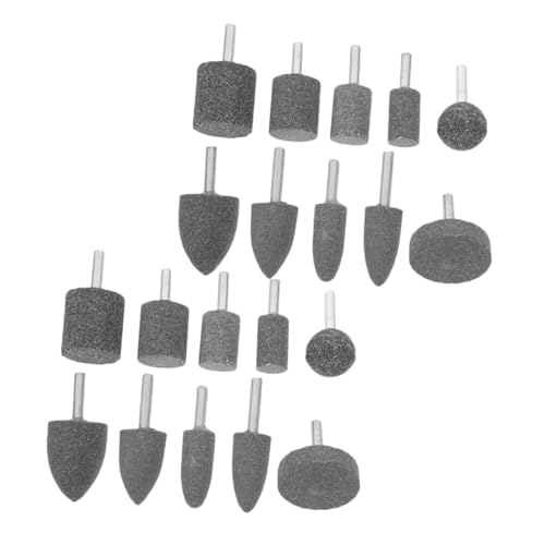 TOPBATHY 20 Stück Schleifkopf abrasive montierter Stein montierter Steinbohrer Schleifsteinbit rotierende Schleifsteine Ersatz-Steinbohrer montierter Schleifstein Braunes Edelkorund Grey von TOPBATHY