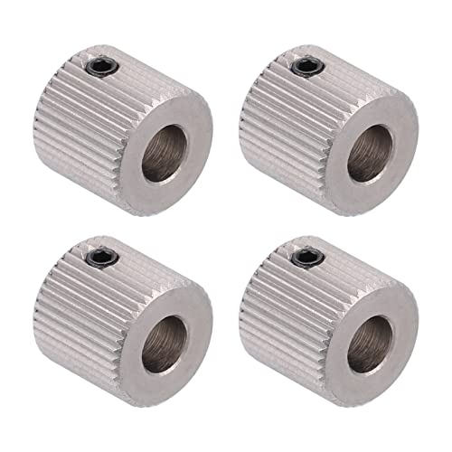 TOPBATHY 4 Stück 40 3D Druck Zuführrad Breites Extruderrad Extruderteile Rad Druckerrad Teil Extruder Zahnrad Extruderrad Große Zähne Doppelschneckenextruder Silberfarben von TOPBATHY