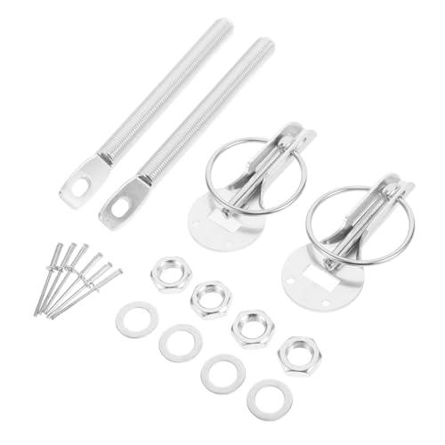 TOPBATHY Haubenschloss Auto autozubehör Motorhaubenverriegelung DIY Motorhaubenverschluss Autoteile Haubenverriegelungssatz CNC-Aluminiumlegierungs-Autorennen-Haubenstift Silver von TOPBATHY