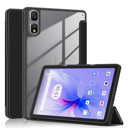 TOPCASE Hülle für Blackview Tab 16 Pro Tablet 11 Zoll,Ultra Leder Ständer Klar Transparente PC-Rückseite Schutzhülle mit Auto Schlaf/Wach Funktion Cover,Schwarz von TOPCASE