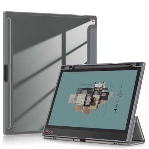 TOPCASE Hülle für Note Air 3 C and B/W E Ink Tablet 10.3 Zoll ePaper 2023 mit Pen Halter,Klar Transparente PC-Rückseite,TPU Stoßfestes DREI-Falt Ständer Schutzhülle mit Auto Wachen/Schlafen,Grau von TOPCASE