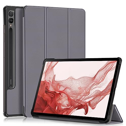 TOPCASE Hülle für Samsung Galaxy Tab S10 Plus/S9 Plus 12.4 Zoll 2023/Tab S9 FE Plus 12.4",Ultra Leder Ständer Schutzhülle mit Auto Schlaf/Wachen Funktion,Grau von TOPCASE