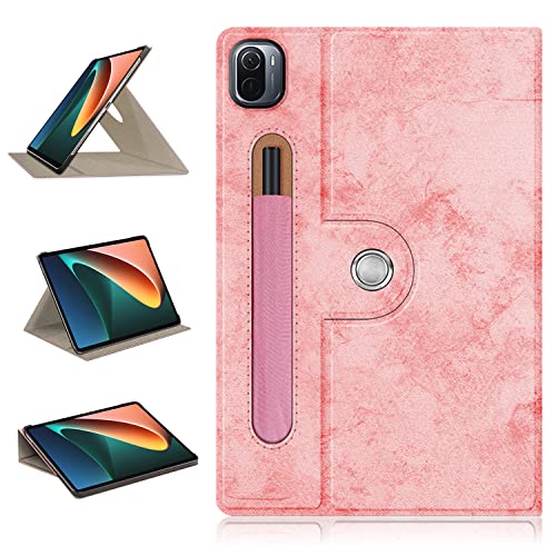 TOPCASE Hülle für Xiaomi Mi Pad 5/Mi Pad 5 Pro 11 Zoll Tablet 2021 Release, Um 360° drehen Smart Case,mit Stifthalter und Standfunktion,Rosa von TOPCASE