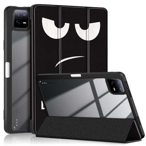 TOPCASE Hülle für Xiaomi Pad 6 /Pad 6 Pro Tablet 11 Zoll 2023 mit Pen Halter,Klar Transparente PC-Rückseite,TPU Stoßfestes DREI-Falt Ständer Schutzhülle mit Auto Wachen/Schlafen,Don't Touch von TOPCASE