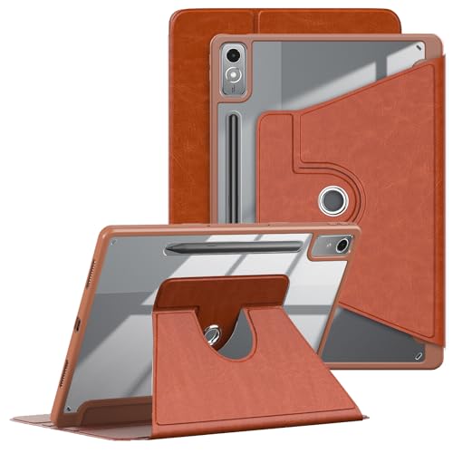 TOPCASE Hülle kompatibel mit Lenovo Tab P12 12,7 Zoll Vollschutz 360° drehbare Hülle mit Stifthalter TB371FC Tablet Hülle Multi-Winkel-Betrachtung Auto Sleep/Wake-Funktion,Brown von TOPCASE