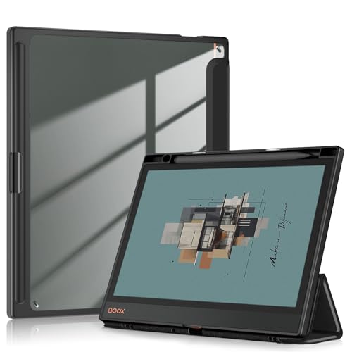 TOPCASE Klare transparente Schutzhülle für BOOX Note Air4 C 10,3 / Note Air 3 C und B/W E Ink Tablet 10,3 Zoll (26,9 cm), mit Stifthalter, ultradünn, mit Standfunktion und Auto-Sleep-Funktion, Schwarz von TOPCASE