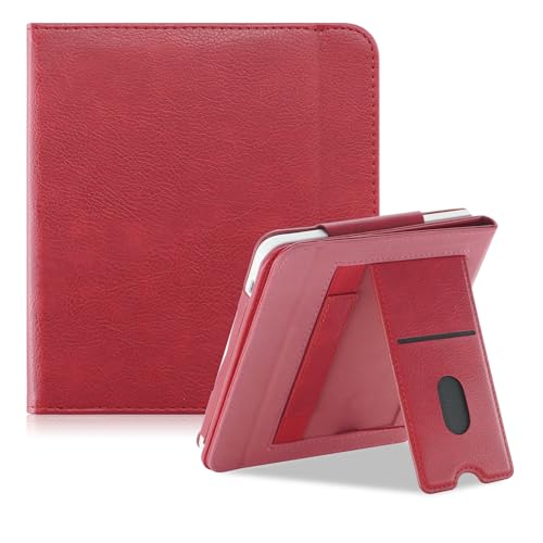 TOPCASE Schutzhülle für Kobo Libra Colour/Waage 2/Tolino Vision 6 mit Standfunktion und Handgelenkschlaufe, eReader mit automatischer Schlaf-/Wachfunktion, Rot von TOPCASE