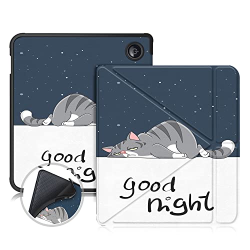 TOPCASE TPU Hülle für Tolino Vision Color 2024/Kobo Libra Color 2024/Kobo Libra 2 2021/Tolino Vision 6 2021 mit Standfunktion und mit Auto Schlaf/Wach, Faule Katze von TOPCASE
