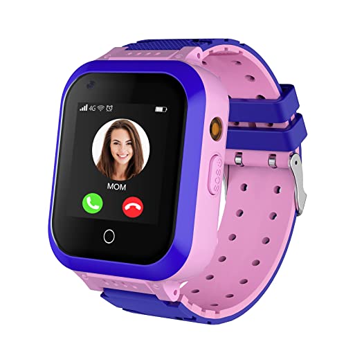 4G-Smartwatch für Mädchen und Jungen, Smartwatch für Kinder, IP67 wasserdichte WLAN-Smartwatch, Telefon mit GPS-Tracker, Videoanruf, SOS für Kinder zwischen 3-14 Jahren, Geburtstagsgeschenk, Pink von TOPCHANCES