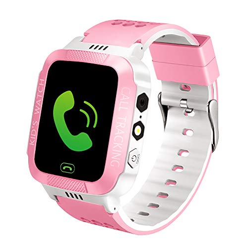 TOPCHANCES Phone Smart Watch for Kids,1.44" HD Full Touch Screen Larger Battery SOS Tracker, Clock Photo Answer Call Chat Can Be Used Independently with Strap (Rosa Weiß) von TOPCHANCES