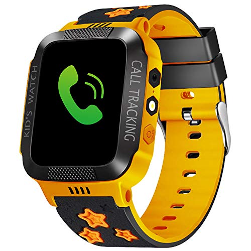 TOPCHANCES Phone Smart Watch for Kids,1.44" HD Full Touch Screen Larger Battery SOS Tracker, Clock Photo Answer Call Chat Can Be Used Independently with Strap (Schwarz Gelb) von TOPCHANCES