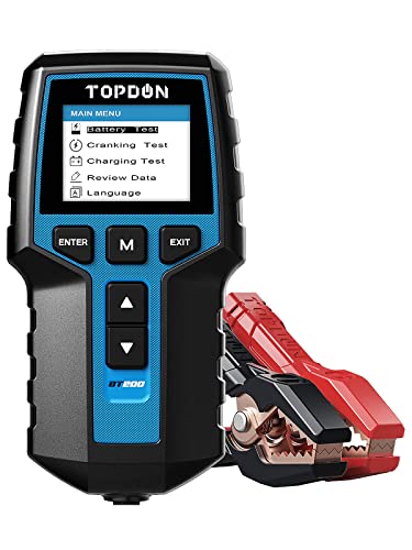 Autobatterietester 12V 24V Lasttester, TOPDON BT200 100-2000CCA Autobatterie-Tester Generatorprüfer für Kraftfahrzeuge Digitaler Autobatterieanalysator Ladekurbelsystemtester für PKW-LKW ATV Auto Boot von TOPDON