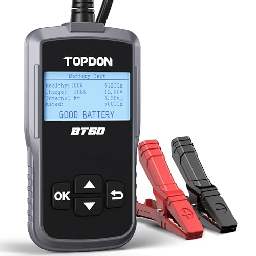 TOPDON BT50, 12V Blei Säure Batterietester, führt Batterietests, Anlasstests und Ladetests durch und überprüft Daten mit funkenfreier Technologie für Sicherheitsschutz von TOPDON