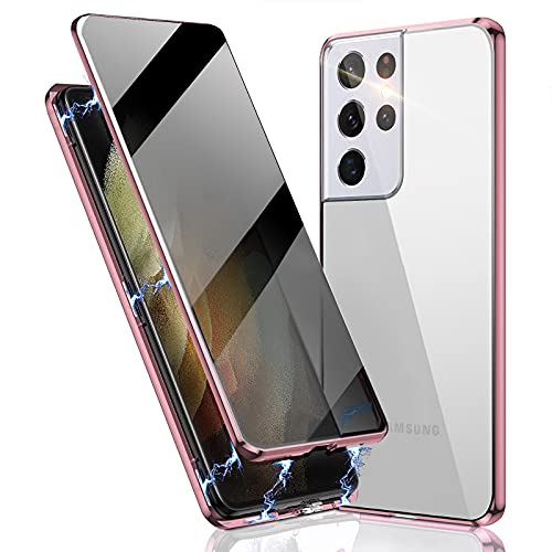 Anti-Spy Handyhülle für Samsung Galaxy S21 Ultra 360 Grad Hülle,Magnetische Schutzhülle mit Privatsphäre Gehärtetes Glas,Metall Bumper Handyhülle für Samsung S21 Ultra,Rosa Anti-Spy Handyhülle für Samsung Galaxy S21 Ultra 360 Grad Hülle,Magnetische Schutzhülle mit Privatsphäre Gehärtetes Glas,Metall Bumper Handyhülle für Samsung S21 Ultra,Rosa von TOPF&B