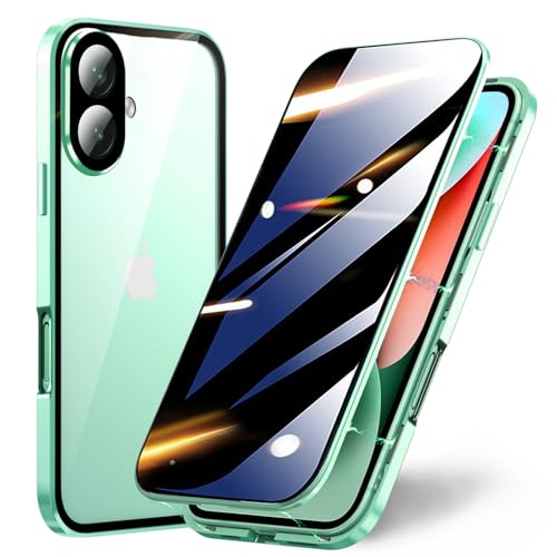 TOPF&B Schutzhülle für iPhone 15, magnetische Abdeckung, integrierter Sichtschutz und Kameraschutz, 360-Grad-Vollabdeckung, Metall-Stoßfängerhülle für iPhone 15, Grün TOPF&B Schutzhülle für iPhone 15, magnetische Abdeckung, integrierter Sichtschutz und Kameraschutz, 360-Grad-Vollabdeckung, Metall-Stoßfängerhülle für iPhone 15, Grün von TOPF&B