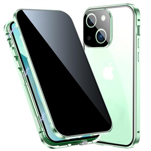 TOPF&B für iPhone 15 Hülle mit Panzerglas Sichtschutz,Handyhülle iPhone 15 360 Grad mit Privacy Gehärtetes Glas und Kameraschutz,Magnetische Stoßfeste Schutzhülle Metall Bumper Case,Grün TOPF&B für iPhone 15 Hülle mit Panzerglas Sichtschutz,Handyhülle iPhone 15 360 Grad mit Privacy Gehärtetes Glas und Kameraschutz,Magnetische Stoßfeste Schutzhülle Metall Bumper Case,Grün von TOPF&B