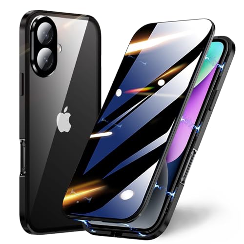 TOPF&B für iPhone 16 Plus 360 Grad Hülle,Handyhülle iPhone 16 Plus mit Panzerglas Sichtschutz und Kameraschutz,Metall Bumper Magnetisch Hülle für iPhone 16 Plus,Schwarz TOPF&B für iPhone 16 Plus 360 Grad Hülle,Handyhülle iPhone 16 Plus mit Panzerglas Sichtschutz und Kameraschutz,Metall Bumper Magnetisch Hülle für iPhone 16 Plus,Schwarz von TOPF&B