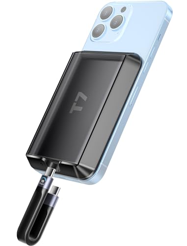 Magnetische Festplattenhülle für Samsung T7 & Touch SSD mit 10 Gbit/s Typ-C-Kabel, kompatibel mit iPhone 15 Pro & Pro Max Magsafe Externe Solid State Drive-Hülle, Schwarz von TOPGO