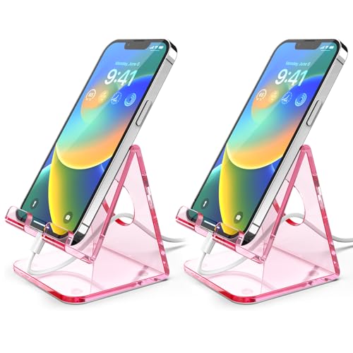 TOPGO Handy-Ständer aus Acryl, für Bürotisch, Schminktisch, Küchentheke, Nachttisch, kompatibel mit iPhone 16, 15, 14, 13, 12, 11 Pro Max Plus, Smartphones, iPad, Switch, Kindle, Rosa, 2 Stück TOPGO Handy-Ständer aus Acryl, für Bürotisch, Schminktisch, Küchentheke, Nachttisch, kompatibel mit iPhone 16, 15, 14, 13, 12, 11 Pro Max Plus, Smartphones, iPad, Switch, Kindle, Rosa, 2 Stück von TOPGO