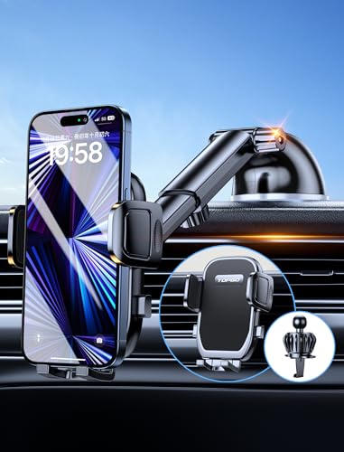 TOPGO Handyhalterung Auto,[2023 Upgrade Version] Handyhalterung für iPhone Handy Halterung Auto 360° Drehbar, Starke Saugkraft, Handyhalterung für Armaturenbrett, Lüftungsschlitz, Windschutzscheibe von TOPGO