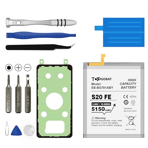 TOPGOBAT Ersatz für Samsung Galaxy S20 FE Akku,5150mAh Hohe Kapazität Kompatibel mit Samsung Galaxy S20 FE Modell (SM-G781B G781U G781W SM-A526 A526B/DS A5260 A526W) mit Tool Kits,EB-BG781ABY von TOPGOBAT
