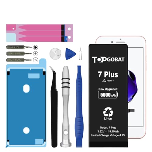 TOPGOABT Ersatz für iPhone 7 Plus Akku, 5000mAh Akku mit hoher Kapazität für iPhone 7 Plus Modell (A1661, A1784, A1785) mit Ersatzwerkzeug Kits von TOPGOBAT