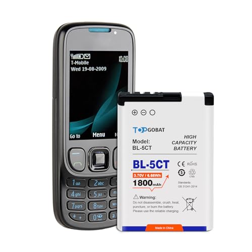 TOPGOBA BL-5CT Akku,1800mAh Akku mit hoher Kapazität kompatibel für Nokia 5220 5630 6303 6730 3720 C3-01 C5-00 C6-01 TOPGOBA BL-5CT Akku,1800mAh Akku mit hoher Kapazität kompatibel für Nokia 5220 5630 6303 6730 3720 C3-01 C5-00 C6-01 von TOPGOBAT
