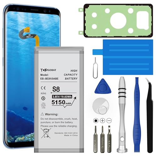 TOPGOBAT EB-BG960ABE Ersatz-Akku für Samsung Galaxy S9, 5150 mAh, hohe Kapazität, kompatibel mit Samsung Galaxy S9 Modell (G9600, G960F, G960N, G960U, G960W) mit Werkzeug-Kits von TOPGOBAT