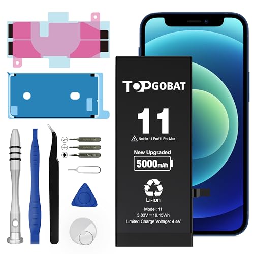 TOPGOBAT Ersatz für iPhone 11 Akku, 5000mAh Akku mit hoher Kapazität für iPhone 11 Modell (A2111 A2221 A2223) mit Ersatzwerkzeug Kits von TOPGOBAT