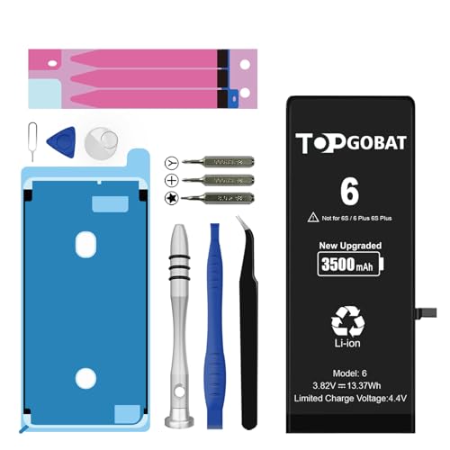 TOPGOBAT Ersatz für iPhone 6 Akku, 3500mAh Akku mit hoher Kapazität für iPhone 6 Modell A1586 A1589 A1549 mit Ersatzwerkzeug Kits TOPGOBAT Ersatz für iPhone 6 Akku, 3500mAh Akku mit hoher Kapazität für iPhone 6 Modell A1586 A1589 A1549 mit Ersatzwerkzeug Kits von TOPGOBAT
