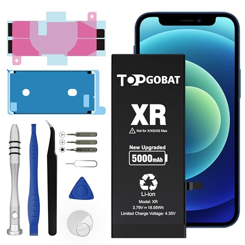 TOPGOBAT Ersatz für iPhone XR Akku, 5000mAh Akku mit hoher Kapazität für iPhone XR Modell A1984 A2105 A2106 A2107 A2108 mit Ersatzwerkzeug Kits TOPGOBAT Ersatz für iPhone XR Akku, 5000mAh Akku mit hoher Kapazität für iPhone XR Modell A1984 A2105 A2106 A2107 A2108 mit Ersatzwerkzeug Kits von TOPGOBAT