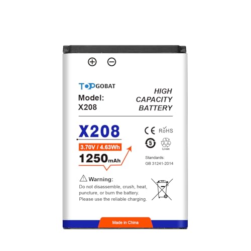 TOPGOBAT Ersatz für X208 Akku,1250mAh Hohe Kapazität Kompatibel mit Samsung SGH-X300, SGH-X210, SGH-X208, SGH-X510, SGH-X500, SGH-X308 Handy Smartphone Telefon von TOPGOBAT