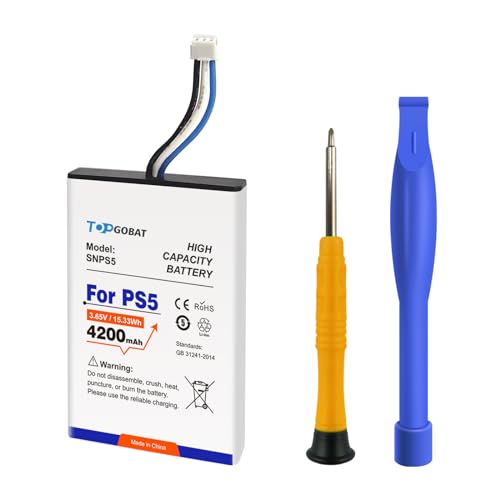 TOPGOBAT PS5 Controller Akku Ersatz,4200mAh Hohe Kapazität,Kompatibel für Playstation 5 Controller CFI-ZCT1W CFI-ZCT1B CFI-ZCT1U Wireless Controller mit Reparaturwerkzeug TOPGOBAT PS5 Controller Akku Ersatz,4200mAh Hohe Kapazität,Kompatibel für Playstation 5 Controller CFI-ZCT1W CFI-ZCT1B CFI-ZCT1U Wireless Controller mit Reparaturwerkzeug von TOPGOBAT
