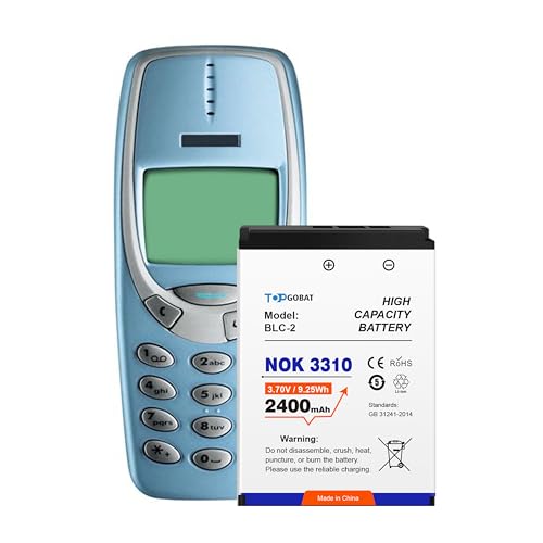 TOPGOBAT Wiederaufladbarer BLC-2 Akku, 2400mAh Akku mit hoher Kapazität für Nokia 3310 3330 3410 3510 5510 6650 6800 6810 TOPGOBAT Wiederaufladbarer BLC-2 Akku, 2400mAh Akku mit hoher Kapazität für Nokia 3310 3330 3410 3510 5510 6650 6800 6810 von TOPGOBAT
