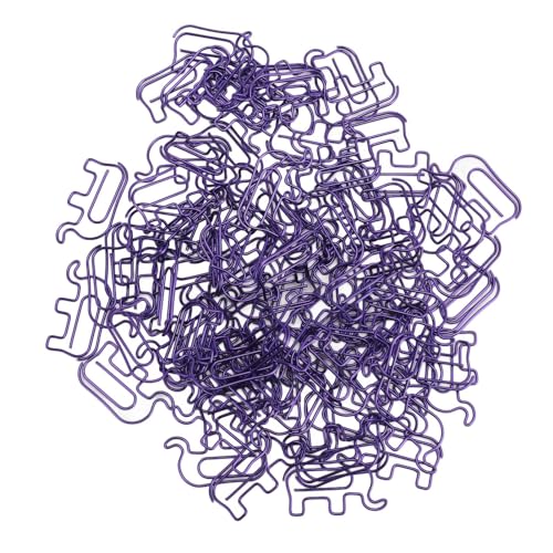 100pcs Edelstahlpapier Clips mit Aufbewahrungsbox, Elefantenform Niedliche Papierklammern Lesezeichen für Schreibtisch Lesezeichen Office Notebook (PURPLE) von TOPINCN