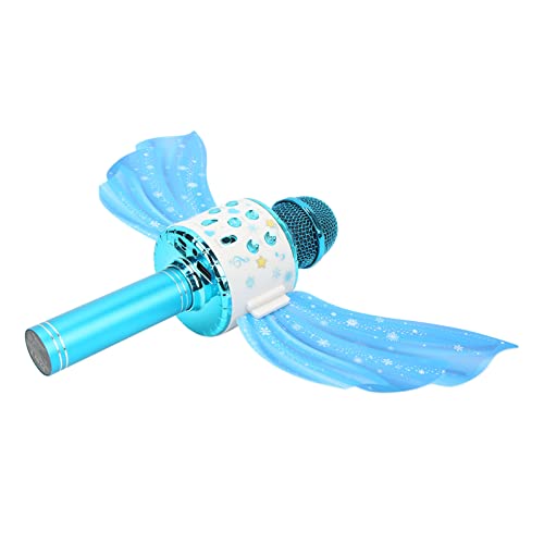 Kids Wireless -Mikrofon mit LED -Leuchten und Legierungsgrenze für Gesangspartys und Konzerte USB Wiederaufladbare Handheld Lautsprecher (Blue) von TOPINCN