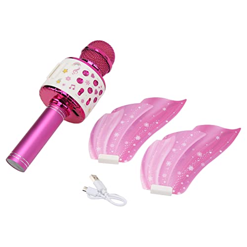 Kids Wireless -Mikrofon mit LED -Leuchten und Legierungsgrenze für Gesangspartys und Konzerte USB Wiederaufladbare Handheld Lautsprecher (PINK) von TOPINCN