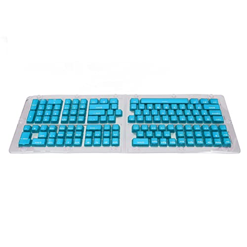 TOPINCN 132 Tasten Oben Geformte Spritzguss-OEM-Höhe, Tastaturen für 104-Tasten-Tastatur (Transparente Blaue weiße Buchstaben) von TOPINCN