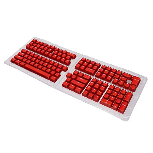 TOPINCN 132 Tasten Oben Geformte Spritzguss-OEM-Höhe, Tastaturen für 104-Tasten-Tastatur (Transparente rote weiße Buchstaben) von TOPINCN
